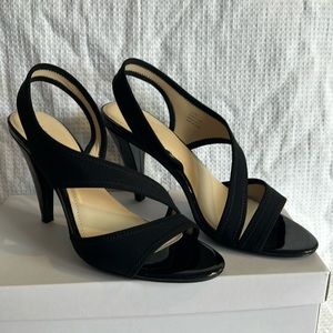 Calvin Klein Audrey Stretch Black Slingback Nappa Heels. Women's size 10